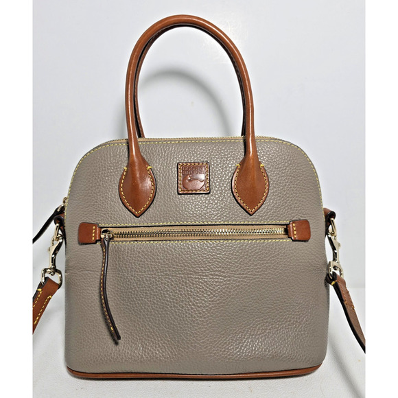Dooney & Bourke Domed Satchel /Crossbody Taupe/Tan Pebble Leather & Tan Wallet - Picture 2 of 16